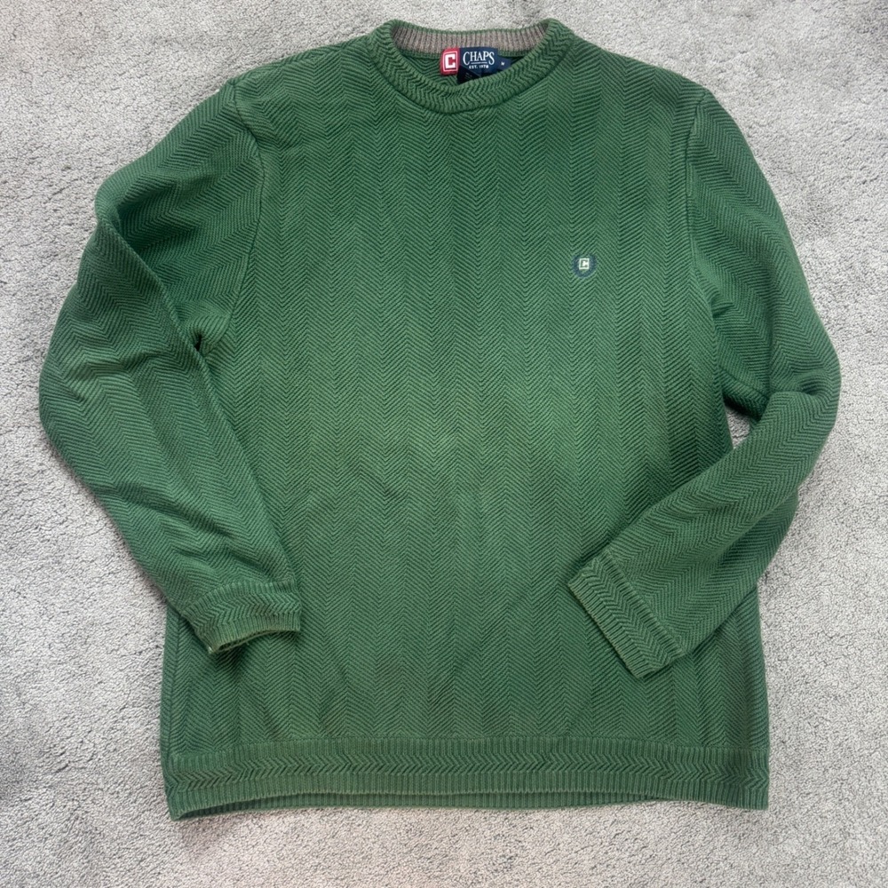 Chaps Men's Medium Long Sleeve Crew Neck 100% Cotton Sweater